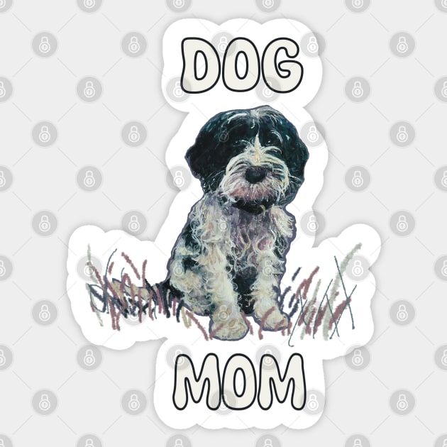 Adorable puppy dog with dog mom phrase Sticker by Peaceful Pigments